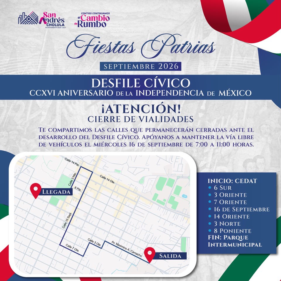 Refuerza San Andrés Cholula seguridad con Operativo “Fiestas Patrias 2026”